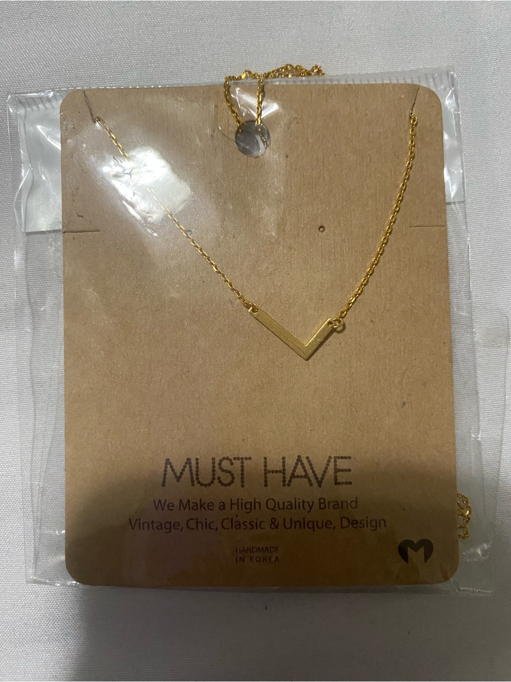 Must Have Gold V Chevron Pendant Necklace